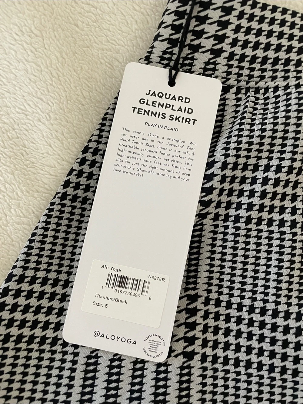 Alo jacquard plaid tennis skirt NWT